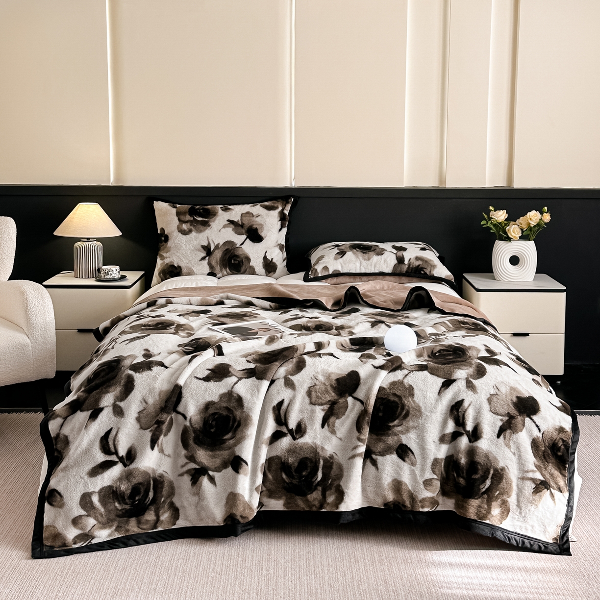 91家纺网 家纺一手货源 找家纺 芙绣家纺 2025新款雪貂绒毛毯轻奢高级感办公室午休毯空调毯沙发毯加厚 恋歌