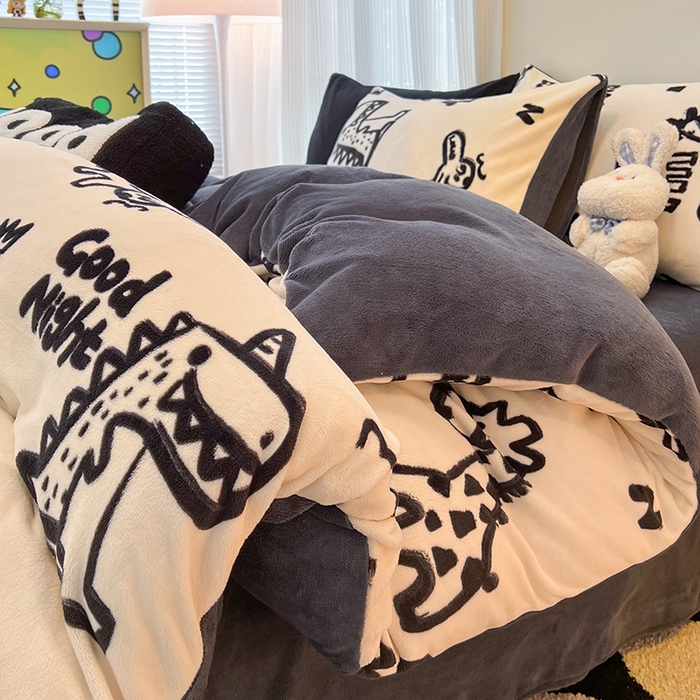 HL原创 2025新款牛奶绒单品被套单件被套 萌趣恐龙