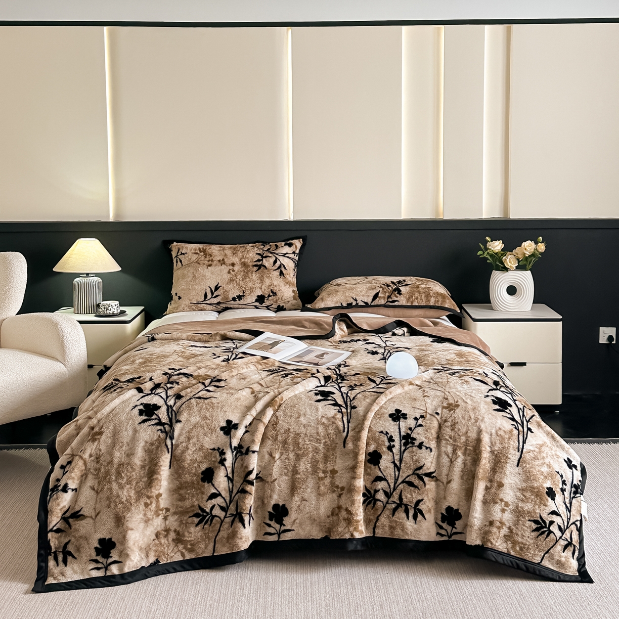 91家纺网 家纺一手货源 找家纺 芙绣家纺 2025新款雪貂绒毛毯轻奢高级感办公室午休毯空调毯沙发毯加厚 梦莎