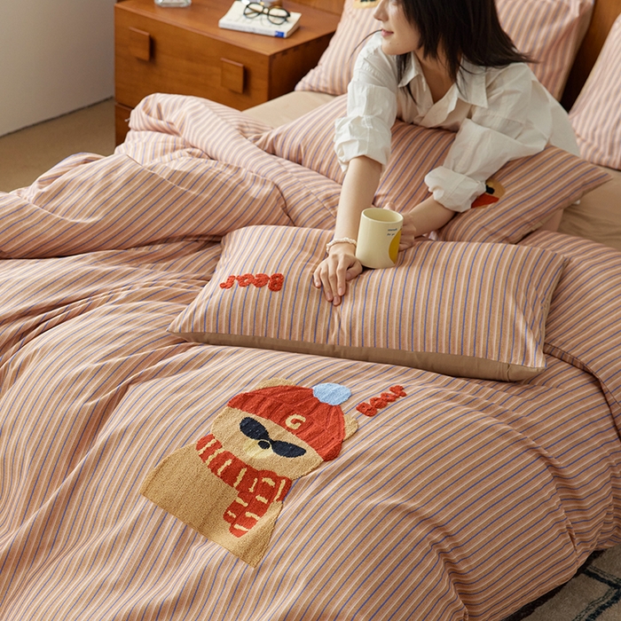 91家纺网 家纺一手货源 找家纺 （总）千朵森 2025新款卡通毛巾绣全棉纯棉磨毛四件套