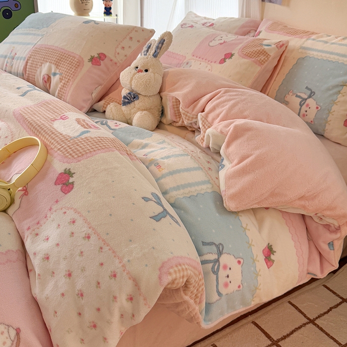 HL原创 2025新款牛奶绒单品被套单件被套 喵喵物语