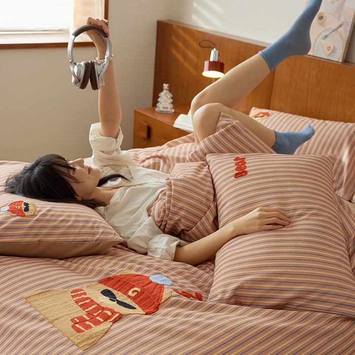 91家纺网 家纺一手货源 找家纺 （总）千朵森 2025新款卡通毛巾绣全棉纯棉磨毛四件套