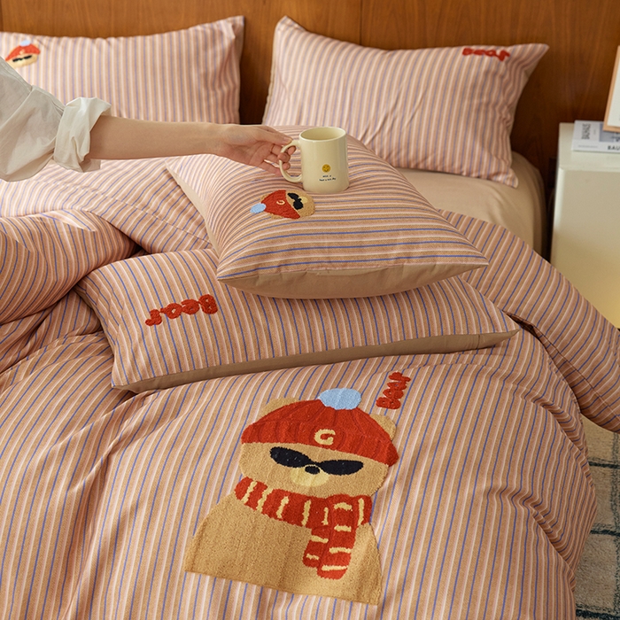 91家纺网 家纺一手货源 找家纺 （总）千朵森 2025新款卡通毛巾绣全棉纯棉磨毛四件套