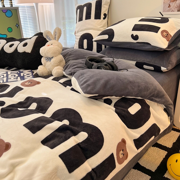 91家纺网 家纺一手货源 找家纺 HL原创 2025新款牛奶绒单品被套单件被套 巧克力豆