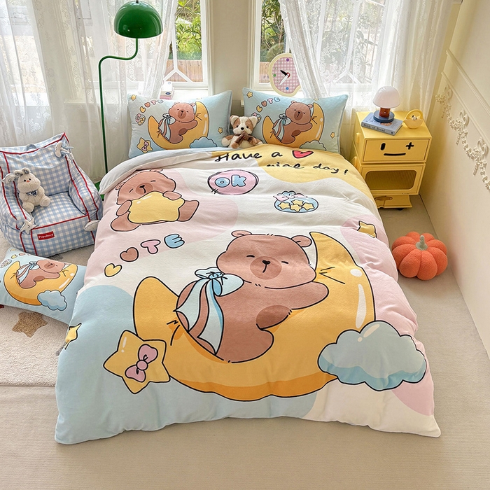 91家纺网 家纺一手货源 找家纺 （总）ds生活馆 2025新款大版高克重双面牛奶绒四件套