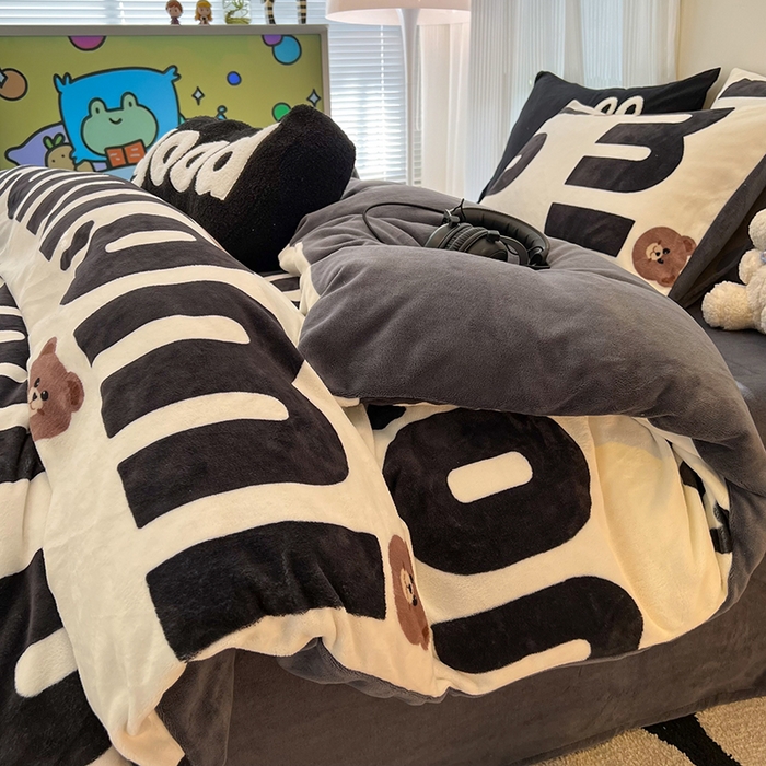 91家纺网 家纺一手货源 找家纺 HL原创 2025新款牛奶绒单品被套单件被套 巧克力豆