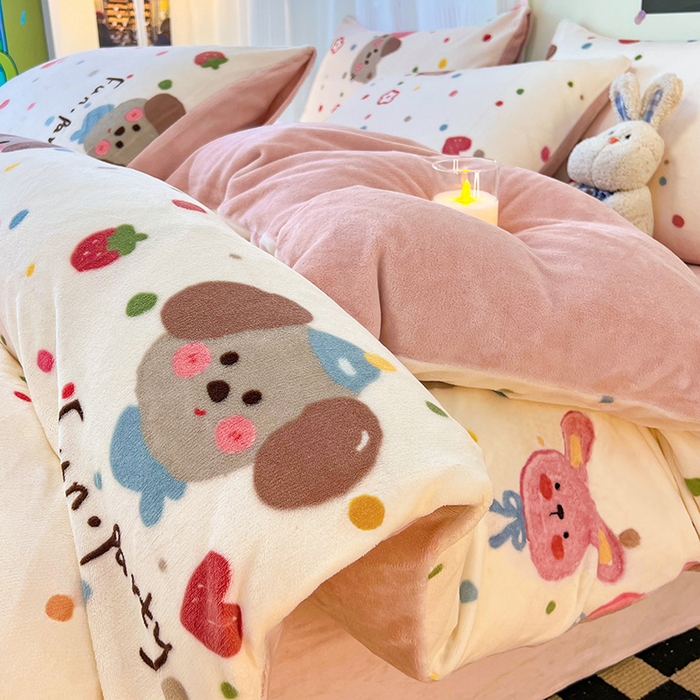 91家纺网 家纺一手货源 找家纺 HL原创 2025新款牛奶绒单品被套单件被套 糖果屋