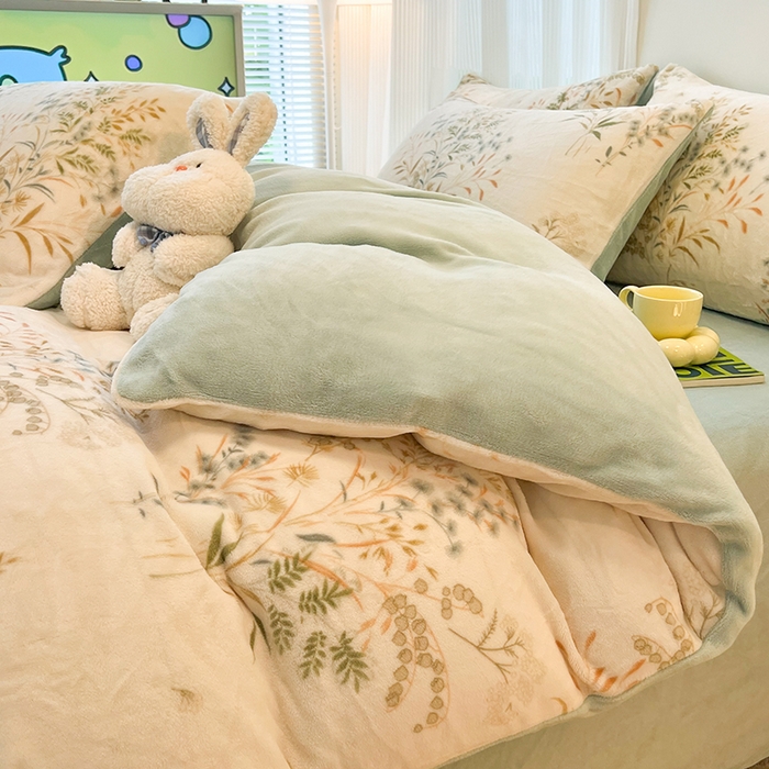 91家纺网 家纺一手货源 找家纺 HL原创 2025新款牛奶绒单品被套单件被套 田园