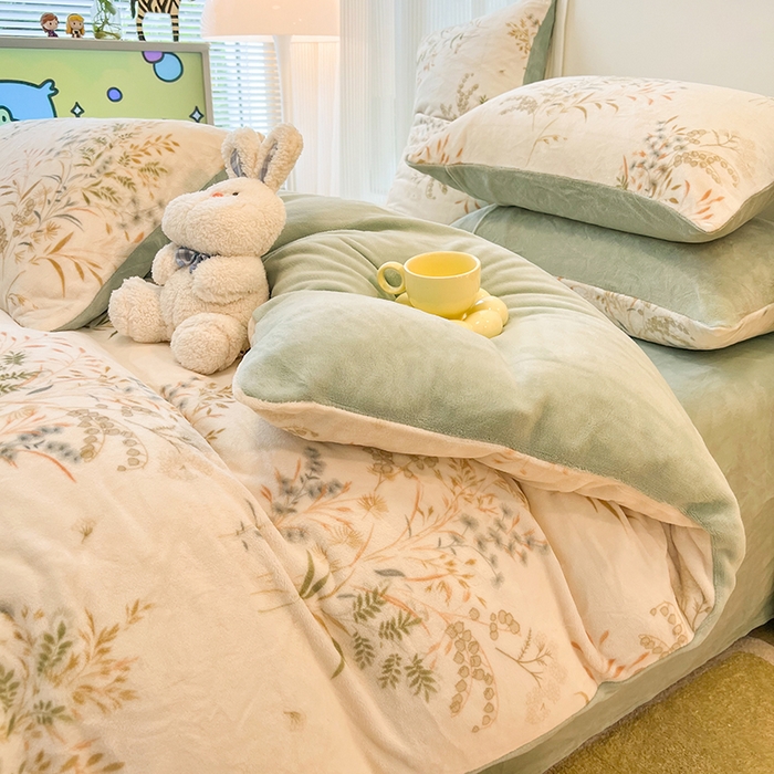 91家纺网 家纺一手货源 找家纺 HL原创 2025新款牛奶绒单品被套单件被套 田园