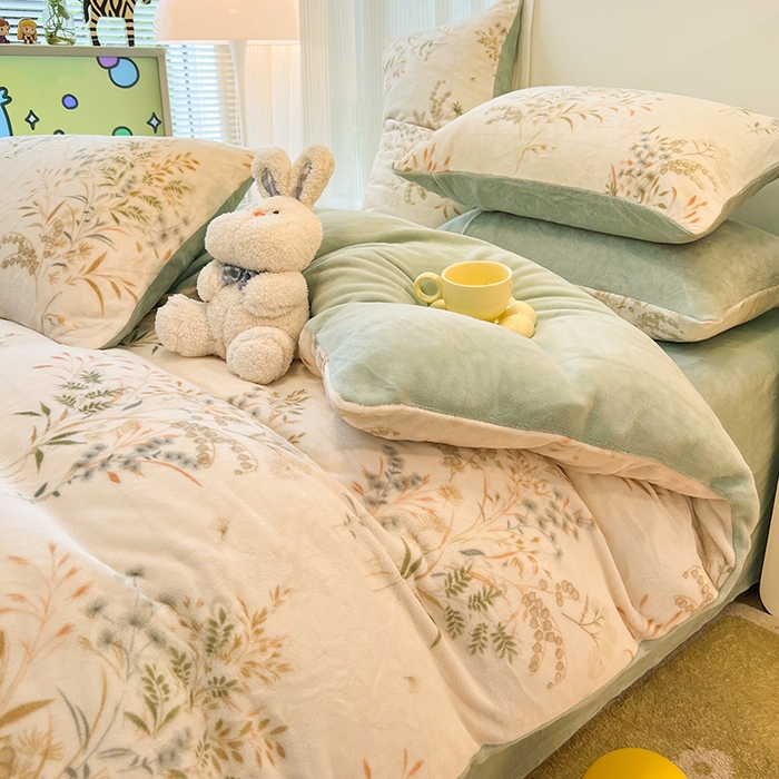 91家纺网 家纺一手货源 找家纺 HL原创 2025新款牛奶绒单品被套单件被套 田园