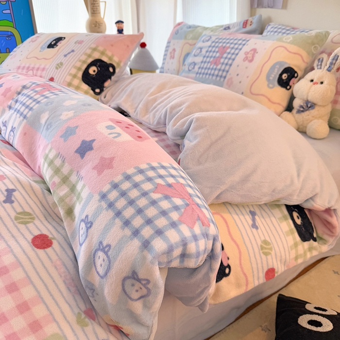 91家纺网 家纺一手货源 找家纺 HL原创 2025新款牛奶绒单品被套单件被套 田字格