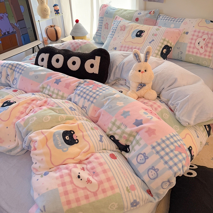 91家纺网 家纺一手货源 找家纺 HL原创 2025新款牛奶绒单品被套单件被套 田字格