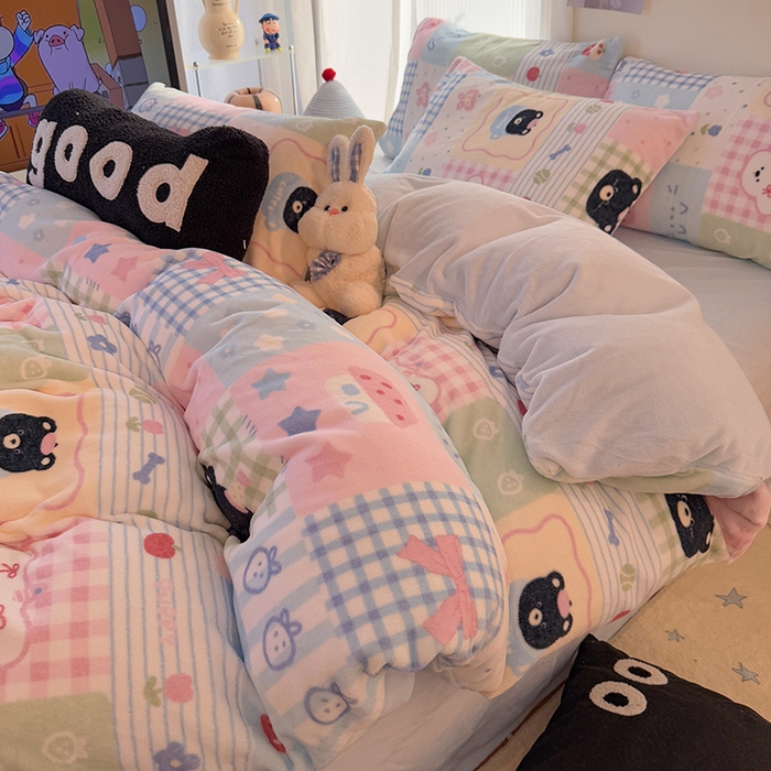 91家纺网 家纺一手货源 找家纺 HL原创 2025新款牛奶绒单品被套单件被套 田字格