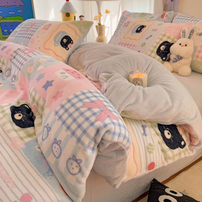 91家纺网 家纺一手货源 找家纺 HL原创 2025新款牛奶绒单品被套单件被套 田字格