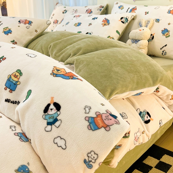 91家纺网 家纺一手货源 找家纺 HL原创 2025新款牛奶绒单品被套单件被套 童话世界