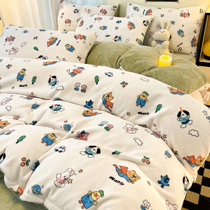 91家纺网 家纺一手货源 找家纺 HL原创 2025新款牛奶绒单品被套单件被套 童话世界