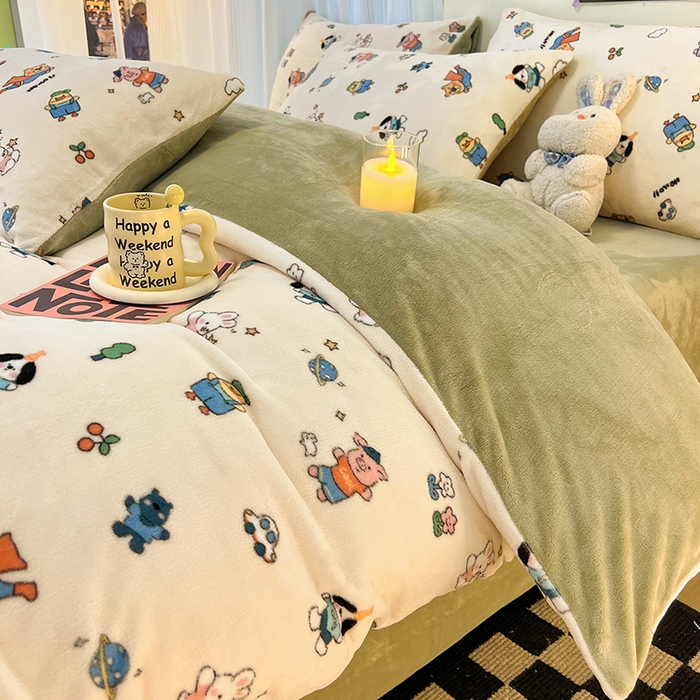 91家纺网 家纺一手货源 找家纺 HL原创 2025新款牛奶绒单品被套单件被套 童话世界