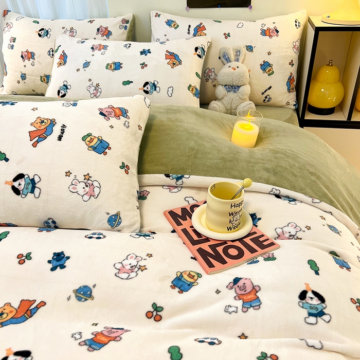 91家纺网 家纺一手货源 找家纺 HL原创 2025新款牛奶绒单品被套单件被套 童话世界