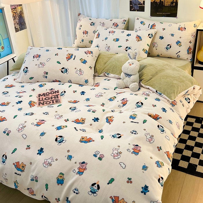 91家纺网 家纺一手货源 找家纺 HL原创 2025新款牛奶绒单品被套单件被套 童话世界