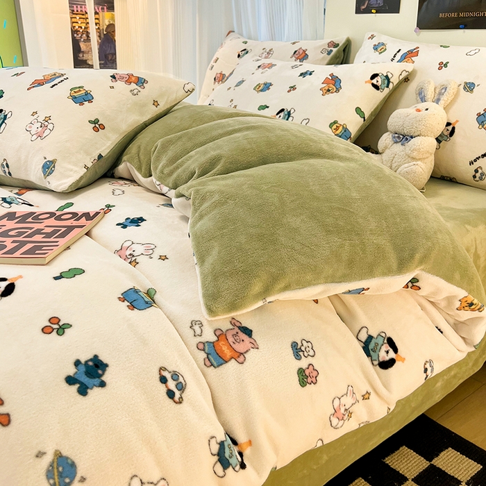 91家纺网 家纺一手货源 找家纺 HL原创 2025新款牛奶绒单品被套单件被套 童话世界