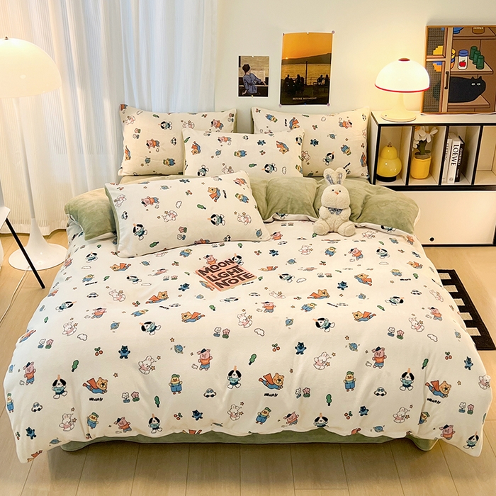 91家纺网 家纺一手货源 找家纺 HL原创 2025新款牛奶绒单品被套单件被套 童话世界