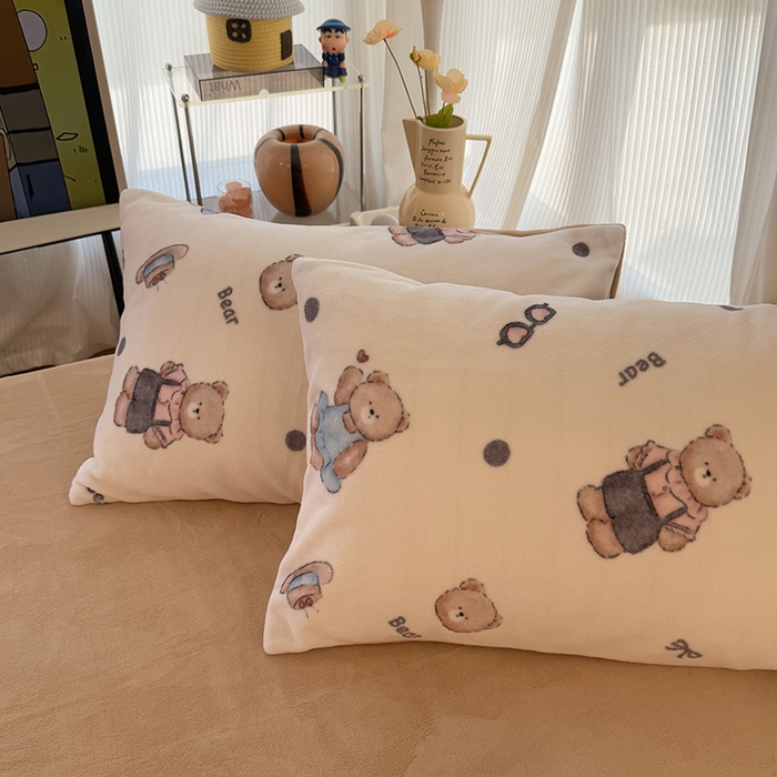 91家纺网 家纺一手货源 找家纺 HL原创 2025新款牛奶绒单品被套单件被套 小熊