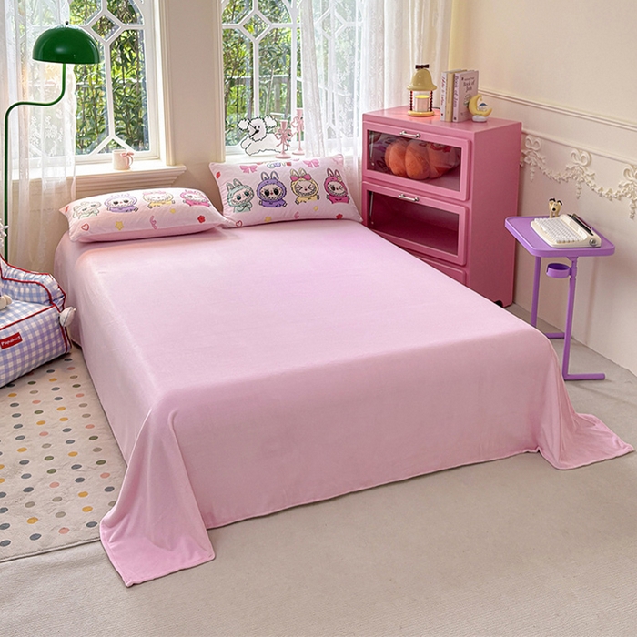 91家纺网 家纺一手货源 找家纺 ds生活馆 2025新款大版高克重双面牛奶绒四件套 缤纷拉布布