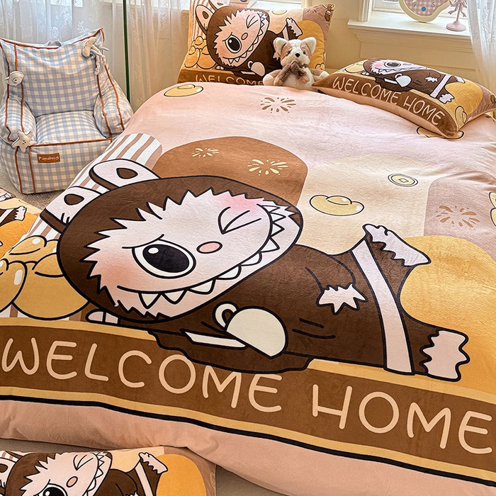 91家纺网 家纺一手货源 找家纺 ds生活馆 2025新款大版高克重双面牛奶绒四件套 大首领