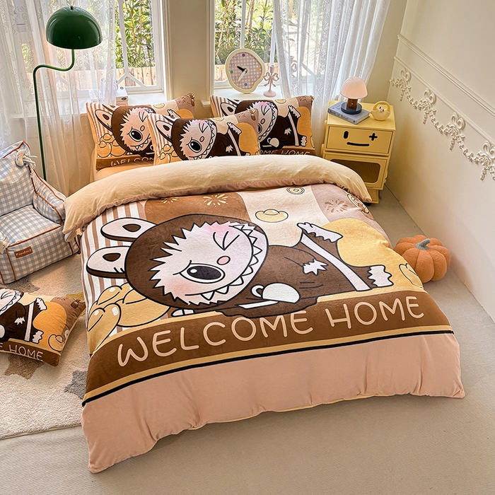 91家纺网 家纺一手货源 找家纺 ds生活馆 2025新款大版高克重双面牛奶绒四件套 大首领