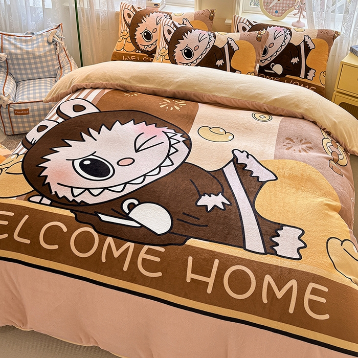 91家纺网 家纺一手货源 找家纺 ds生活馆 2025新款大版高克重双面牛奶绒四件套 大首领