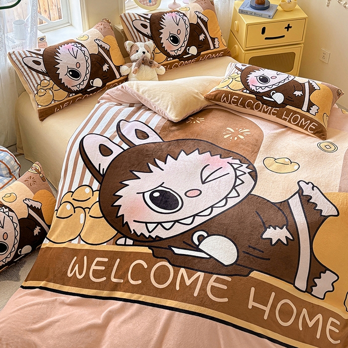 91家纺网 家纺一手货源 找家纺 ds生活馆 2025新款大版高克重双面牛奶绒四件套 大首领