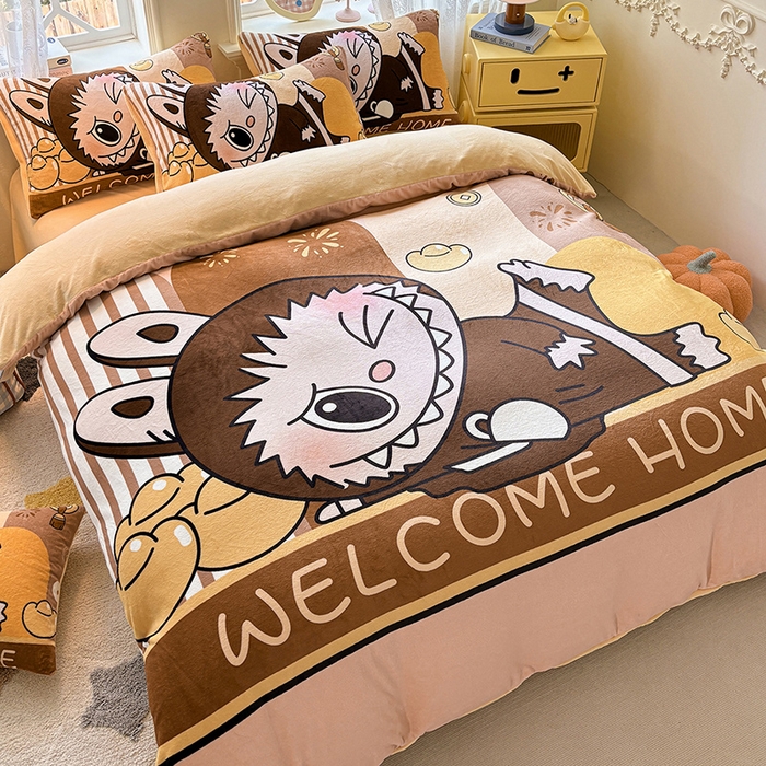 91家纺网 家纺一手货源 找家纺 ds生活馆 2025新款大版高克重双面牛奶绒四件套 大首领