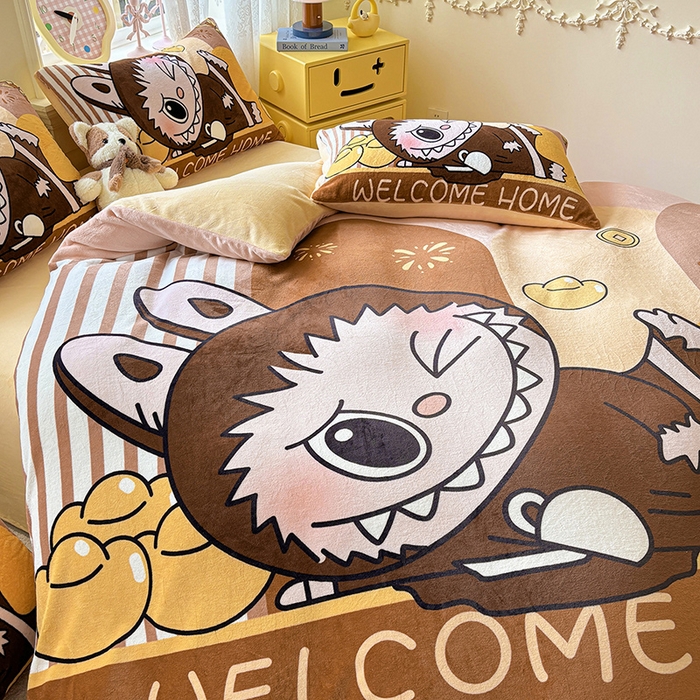 91家纺网 家纺一手货源 找家纺 ds生活馆 2025新款大版高克重双面牛奶绒四件套 大首领