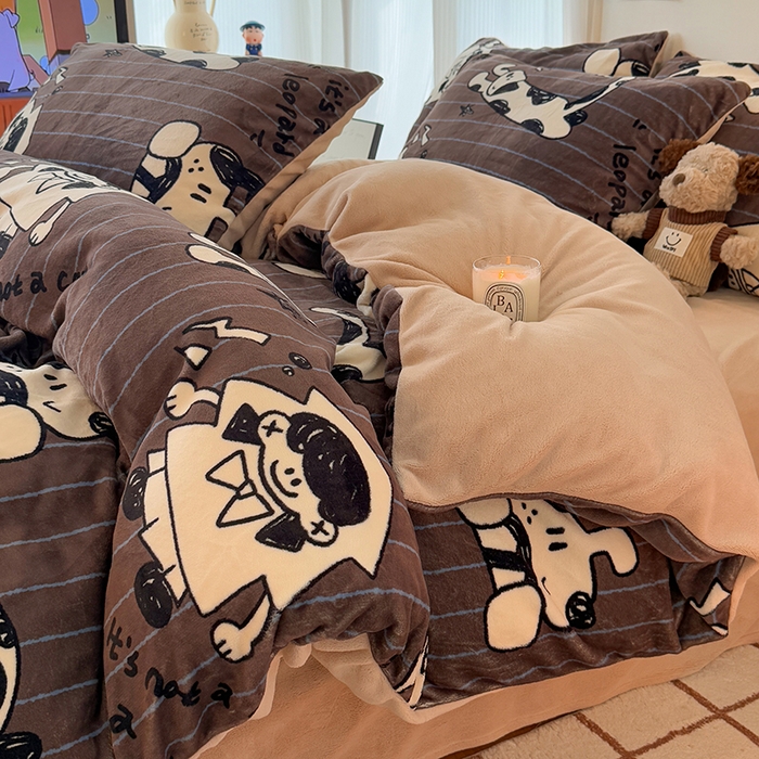 91家纺网 家纺一手货源 找家纺 HL原创 2025新款牛奶绒单品被套单件被套 学院派