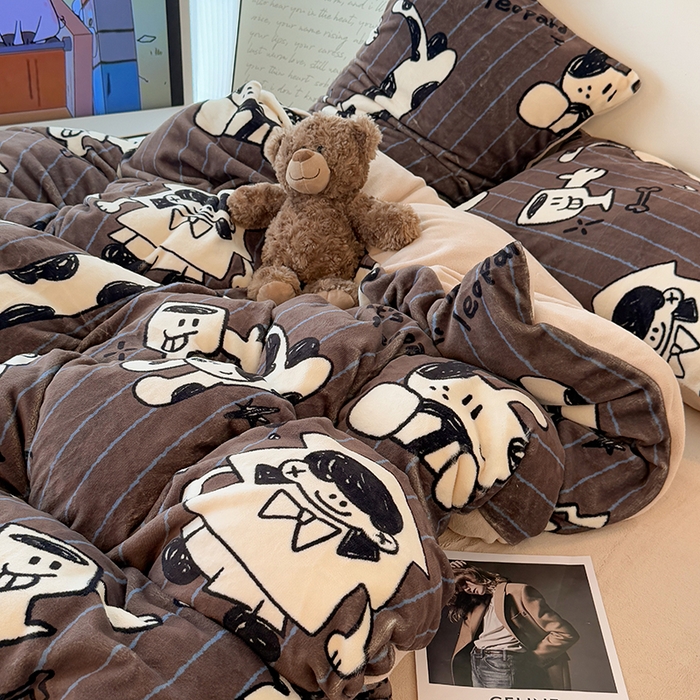 91家纺网 家纺一手货源 找家纺 HL原创 2025新款牛奶绒单品被套单件被套 学院派