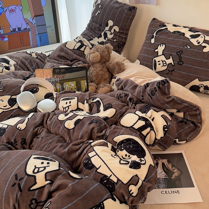 91家纺网 家纺一手货源 找家纺 HL原创 2025新款牛奶绒单品被套单件被套 学院派