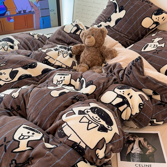 91家纺网 家纺一手货源 找家纺 HL原创 2025新款牛奶绒单品被套单件被套 学院派