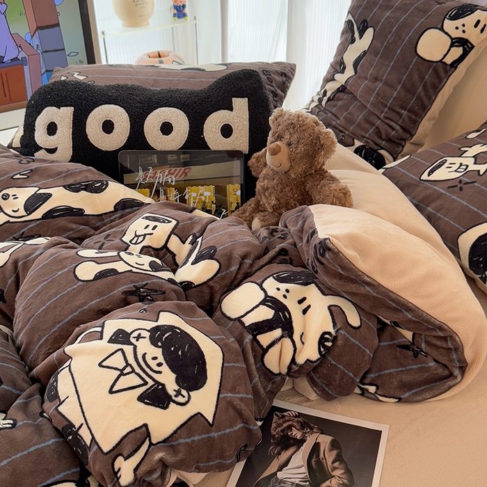 91家纺网 家纺一手货源 找家纺 HL原创 2025新款牛奶绒单品被套单件被套 学院派