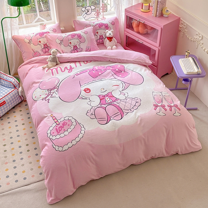 91家纺网 家纺一手货源 找家纺 ds生活馆 2025新款大版高克重双面牛奶绒四件套 蛋糕派对