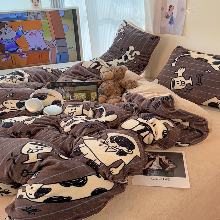 91家纺网 家纺一手货源 找家纺 HL原创 2025新款牛奶绒单品被套单件被套 学院派