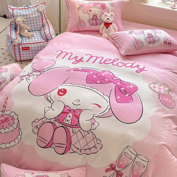 91家纺网 家纺一手货源 找家纺 ds生活馆 2025新款大版高克重双面牛奶绒四件套 蛋糕派对