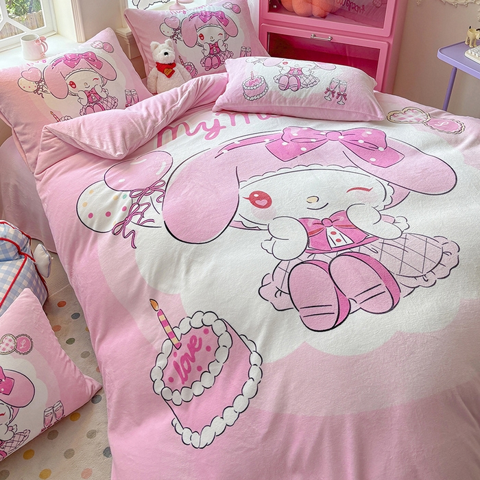 91家纺网 家纺一手货源 找家纺 ds生活馆 2025新款大版高克重双面牛奶绒四件套 蛋糕派对