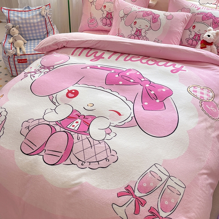 91家纺网 家纺一手货源 找家纺 ds生活馆 2025新款大版高克重双面牛奶绒四件套 蛋糕派对