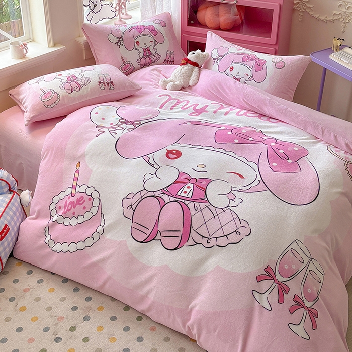 91家纺网 家纺一手货源 找家纺 ds生活馆 2025新款大版高克重双面牛奶绒四件套 蛋糕派对