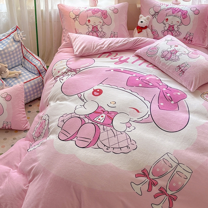 91家纺网 家纺一手货源 找家纺 ds生活馆 2025新款大版高克重双面牛奶绒四件套 蛋糕派对