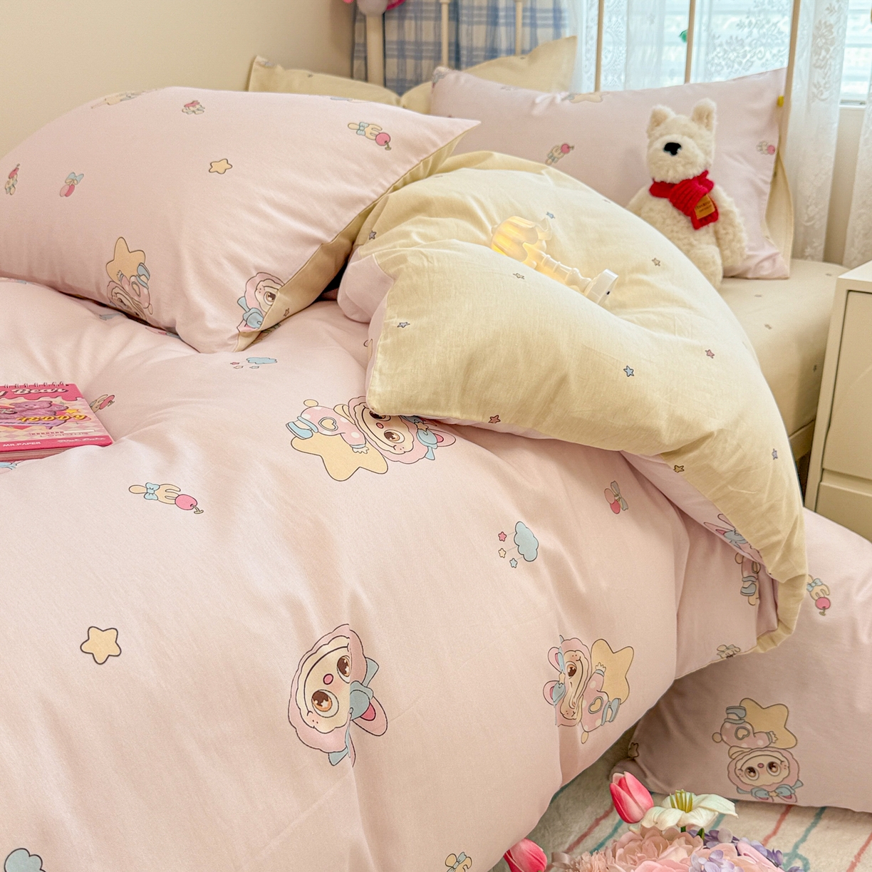 91家纺网 家纺一手货源 找家纺 （总）呗旺鹿 2025新款全棉纯棉大眼娃娃毛巾绣四件套第二波