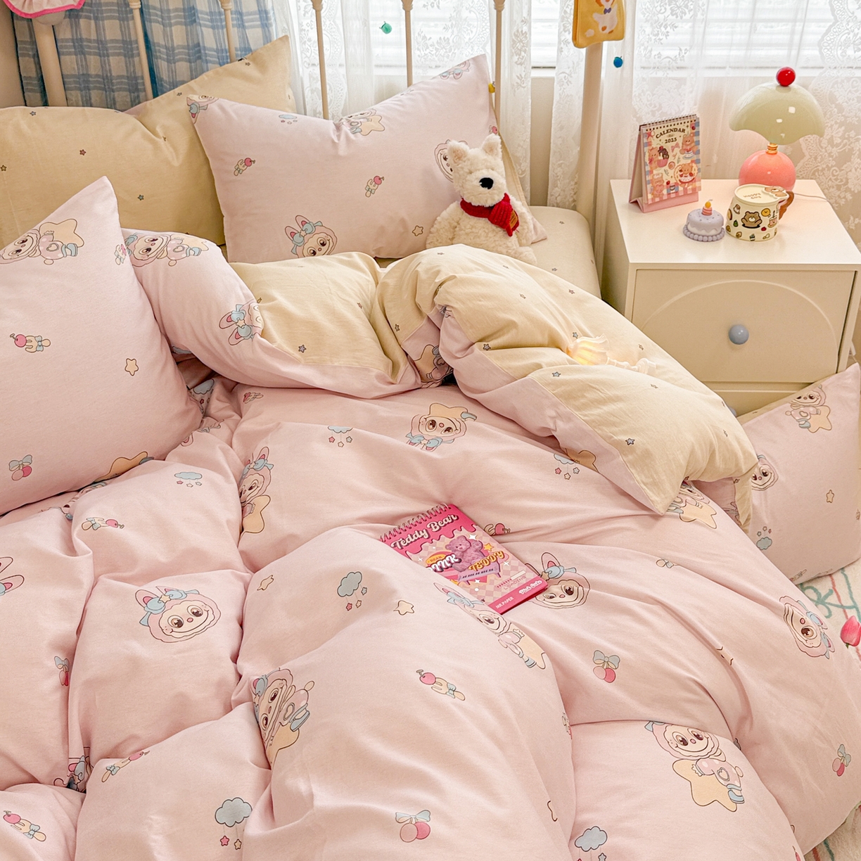 91家纺网 家纺一手货源 找家纺 （总）呗旺鹿 2025新款全棉纯棉大眼娃娃毛巾绣四件套第二波