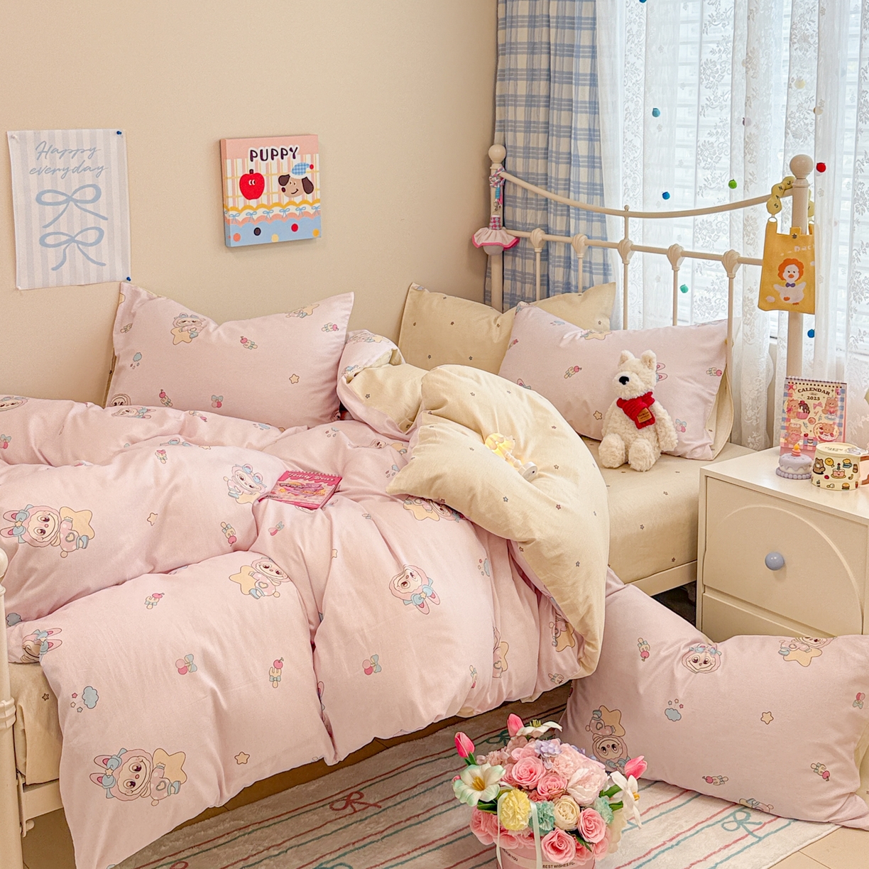 91家纺网 家纺一手货源 找家纺 （总）呗旺鹿 2025新款全棉纯棉大眼娃娃毛巾绣四件套第二波