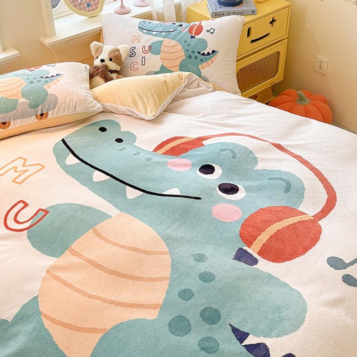 91家纺网 家纺一手货源 找家纺 ds生活馆 2025新款大版高克重双面牛奶绒四件套 滑板鳄鱼