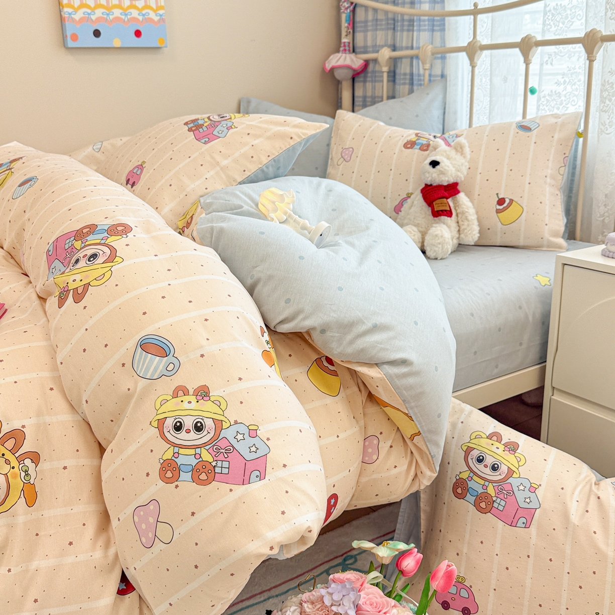 91家纺网 家纺一手货源 找家纺 （总）呗旺鹿 2025新款全棉纯棉大眼娃娃毛巾绣四件套第二波